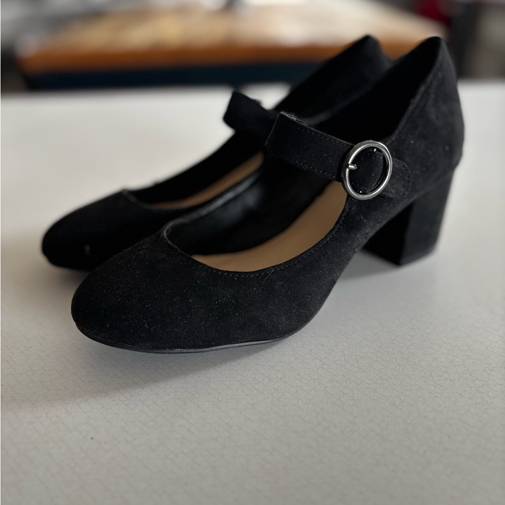 Harlow Black Mary Jane Heels with Chunky Block Heel